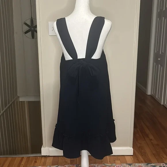 Sézane Mathilde Tie Bow Back Dress in Marine Blue Size FR 38, US 6 - Picture 7 of 11